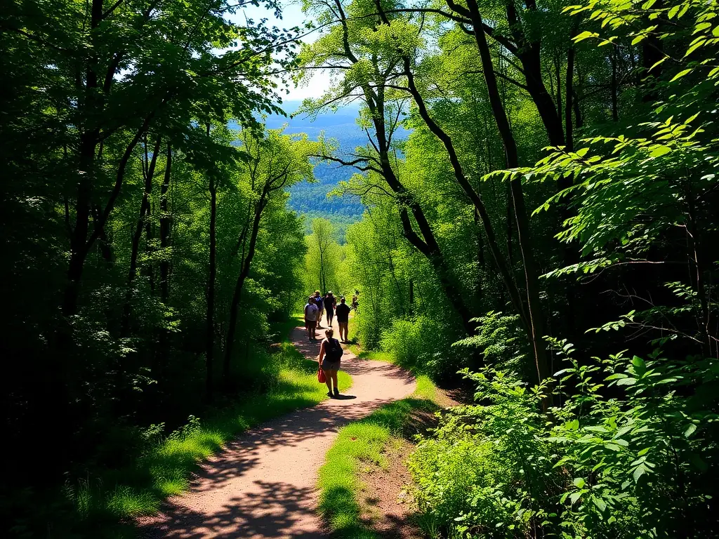 A well-maintained nature trail with informational signage, showcasing CEN D AUVERGNE's commitment to educating visitors about the local environment.